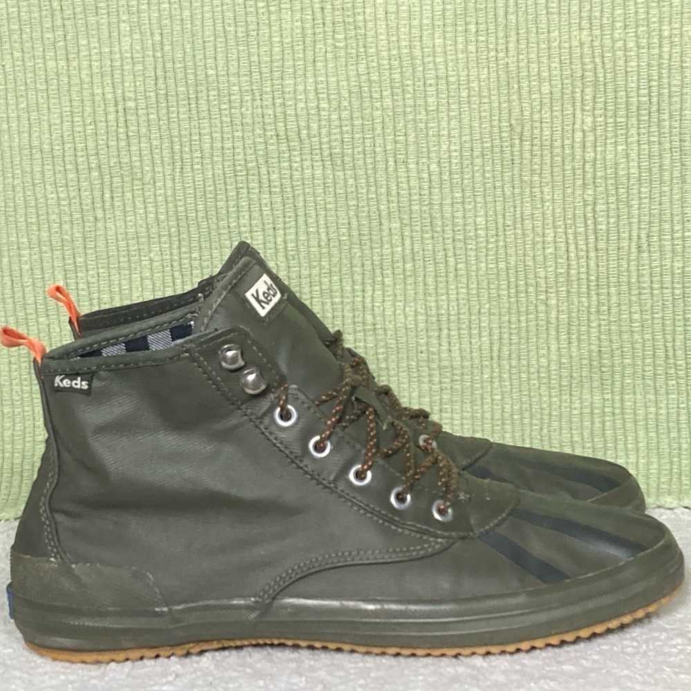 Keds Womens Scout Splash Green Rain Hi Top Striped Sneakers Shoes SZ US 9.5